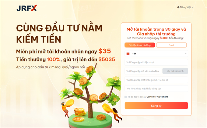 Tiền thưởng lên đến 5.035 đô la - Cơ hội đầu tư tuyệt vời cùng JRFX!